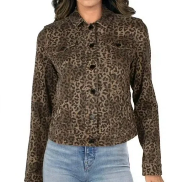 William Rast Wild Cheetah Print Denim Jacket with Structured Silhouette - Picture 4 of 10